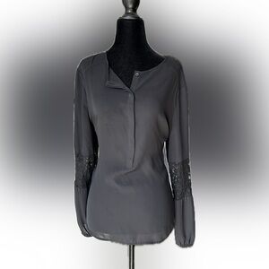 Apt 9 lace sleeve blouse XL black nwt